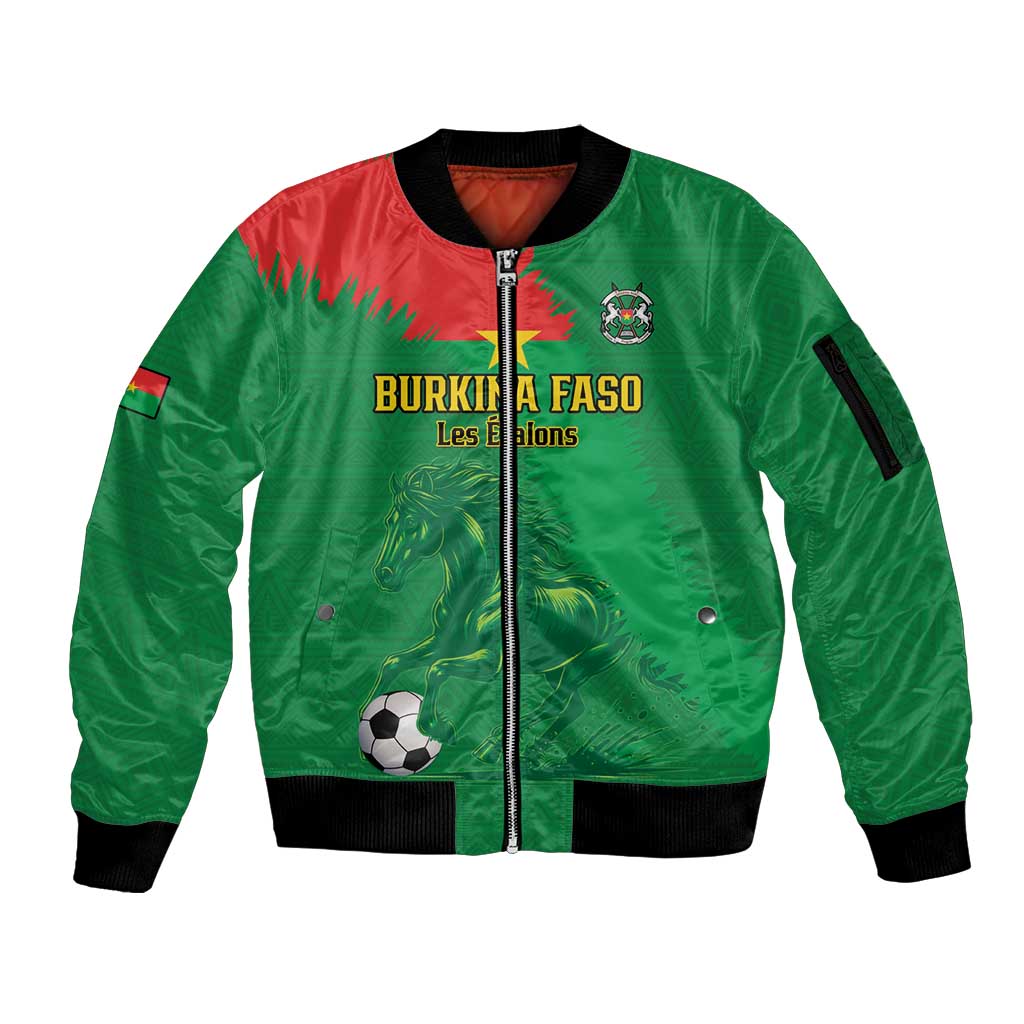 Custom Burkina Faso Football Sleeve Zip Bomber Jacket Go Les Etalons