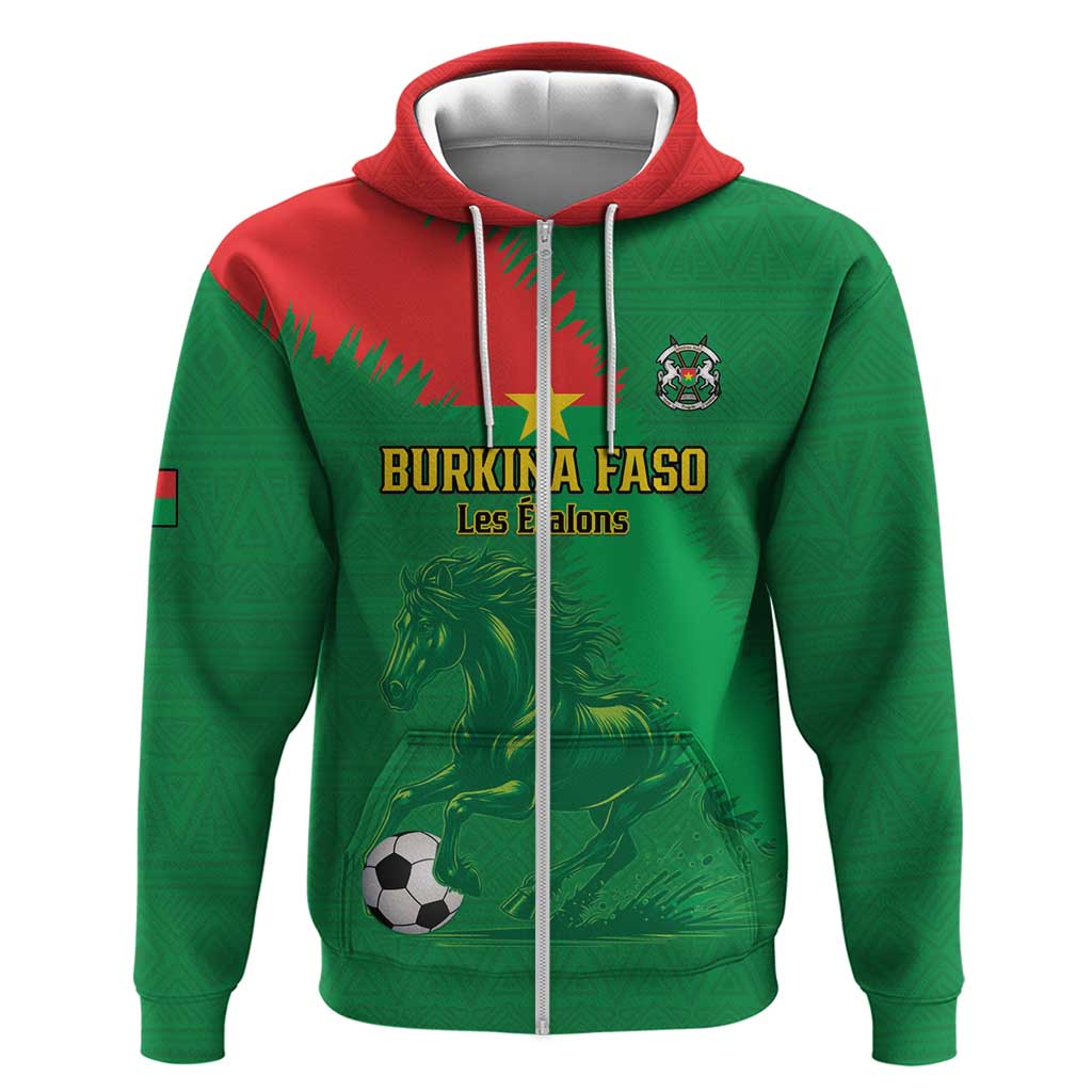 Custom Burkina Faso Football Zip Hoodie Go Les Etalons