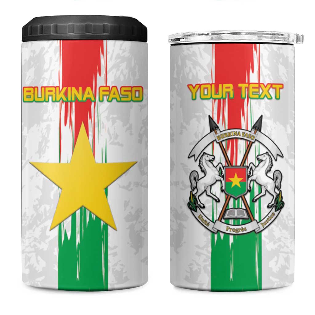 Custom Burkina Faso Football 4 in 1 Can Cooler Tumbler Grunge Style