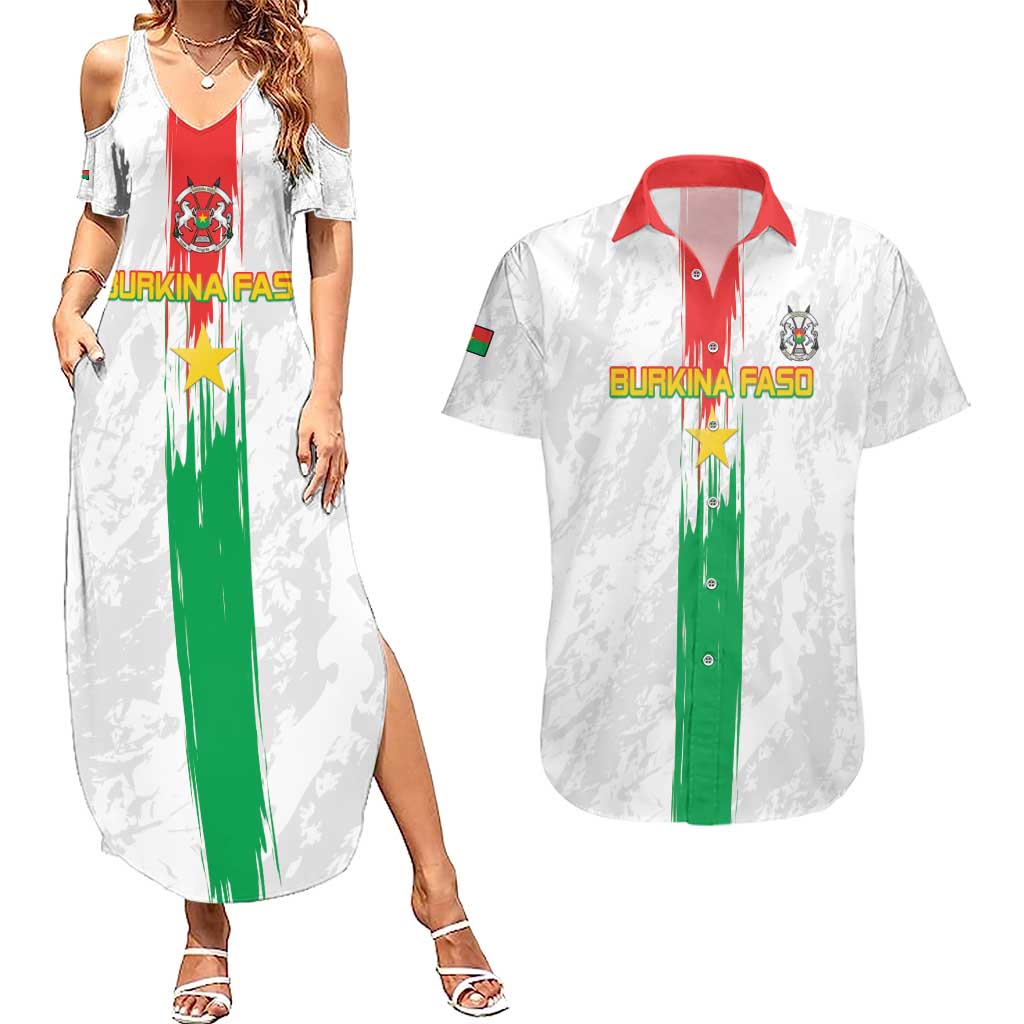 Custom Burkina Faso Football Couples Matching Summer Maxi Dress and Hawaiian Shirt Grunge Style