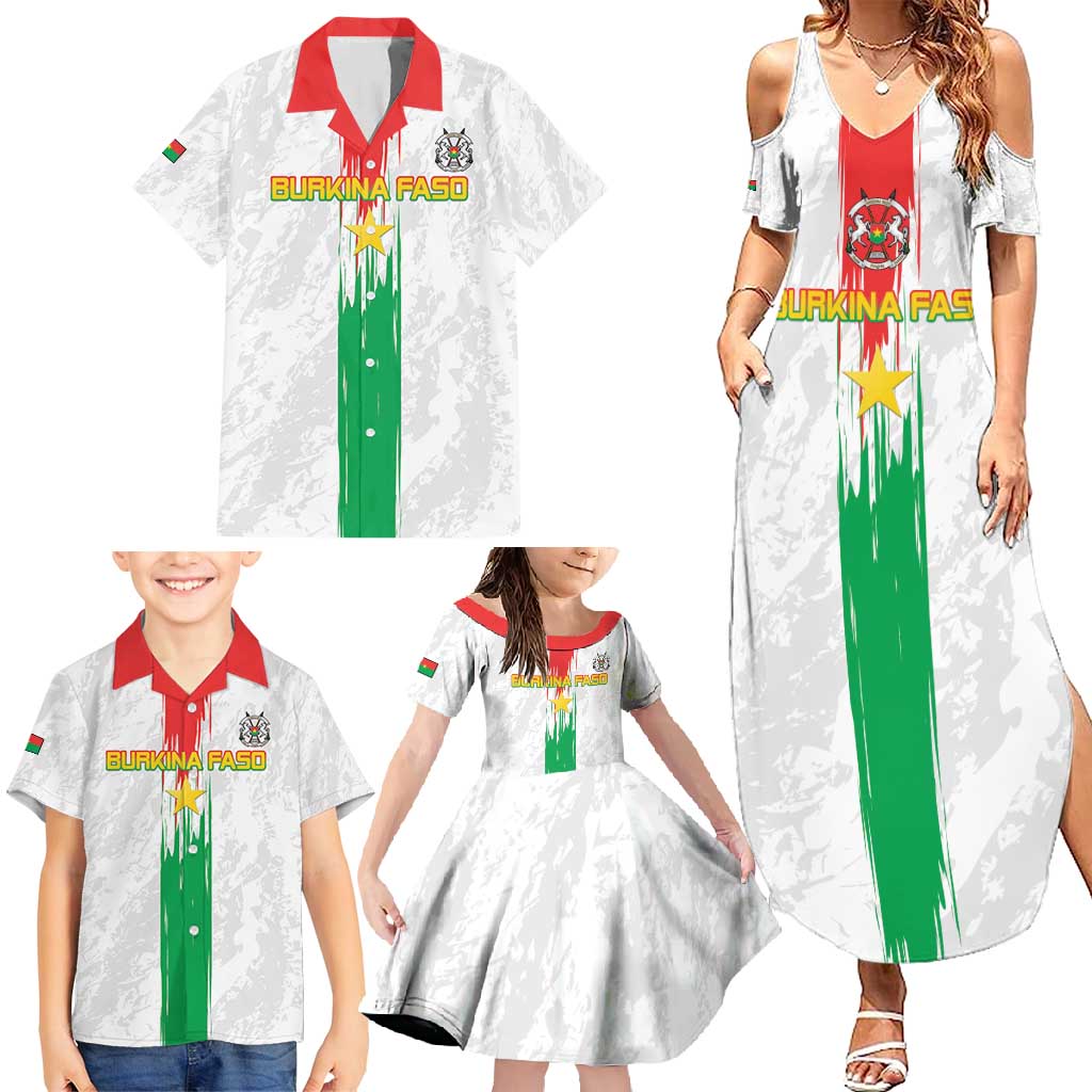 Custom Burkina Faso Football Family Matching Summer Maxi Dress and Hawaiian Shirt Grunge Style