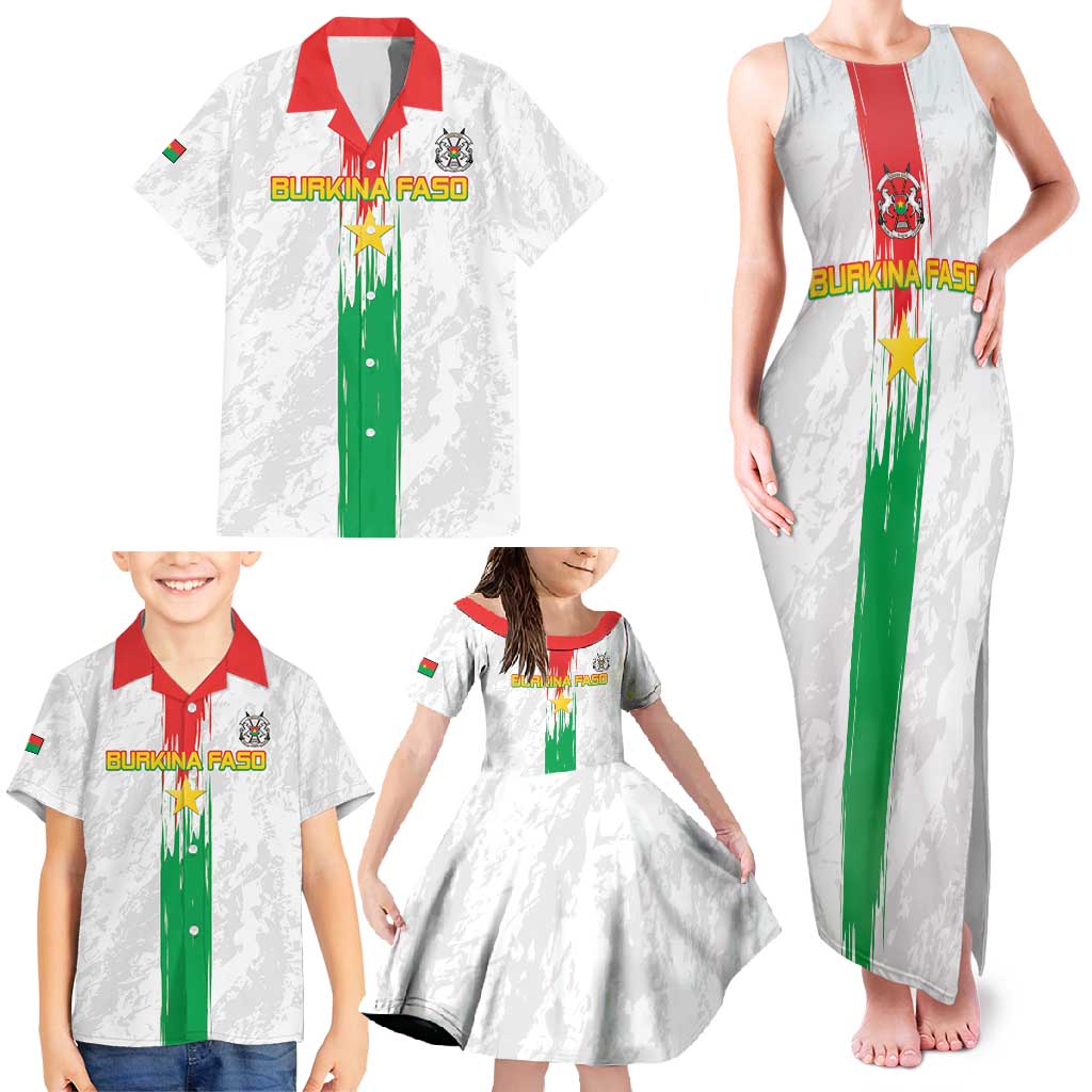 Custom Burkina Faso Football Family Matching Tank Maxi Dress and Hawaiian Shirt Grunge Style