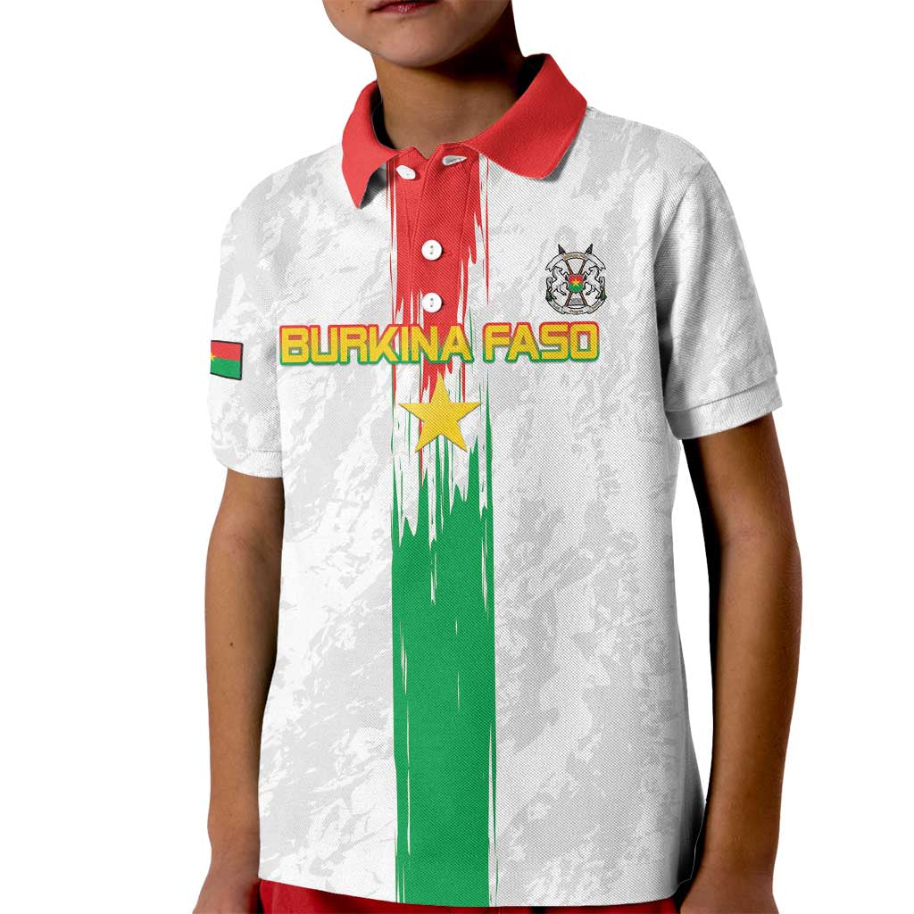 Custom Burkina Faso Football Kid Polo Shirt Grunge Style