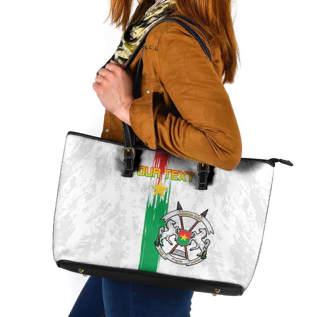 Custom Burkina Faso Football Leather Tote Bag Grunge Style