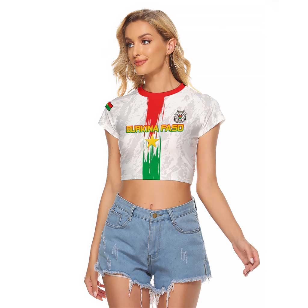 Custom Burkina Faso Football Raglan Cropped T Shirt Grunge Style