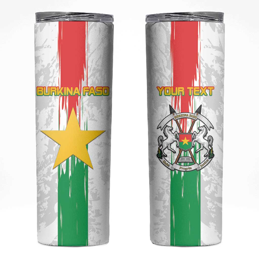 Custom Burkina Faso Football Skinny Tumbler Grunge Style