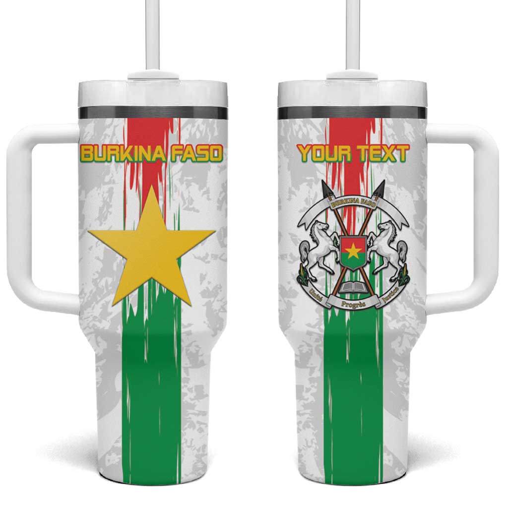 Custom Burkina Faso Football Tumbler With Handle Grunge Style