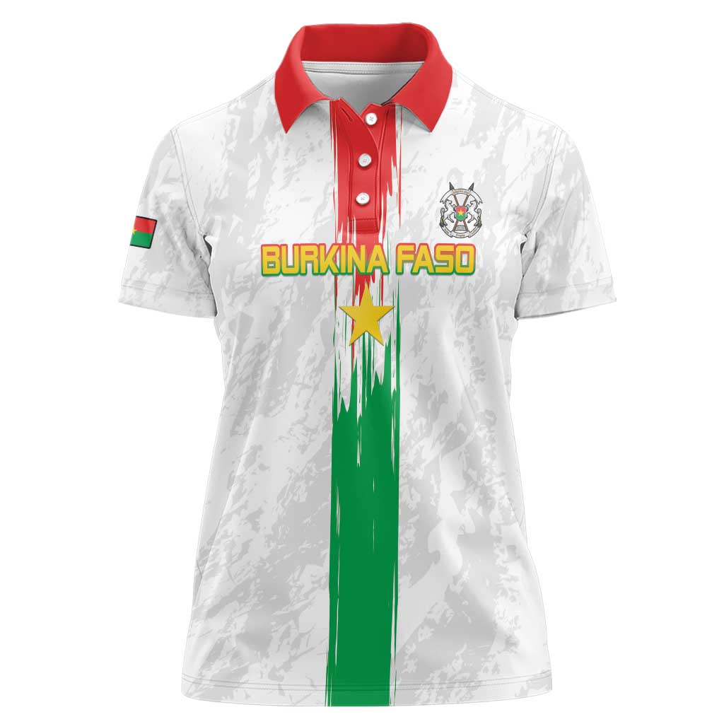 Custom Burkina Faso Football Women Polo Shirt Grunge Style