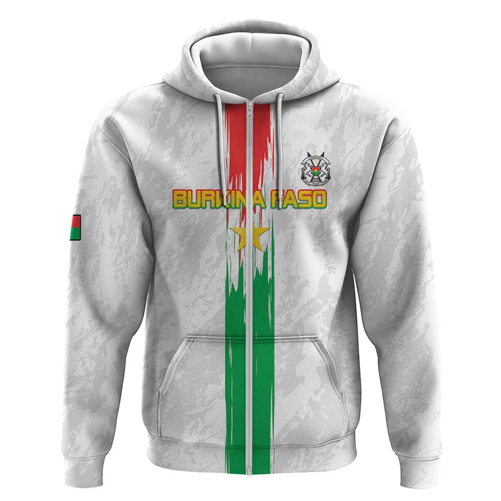 Custom Burkina Faso Football Zip Hoodie Grunge Style