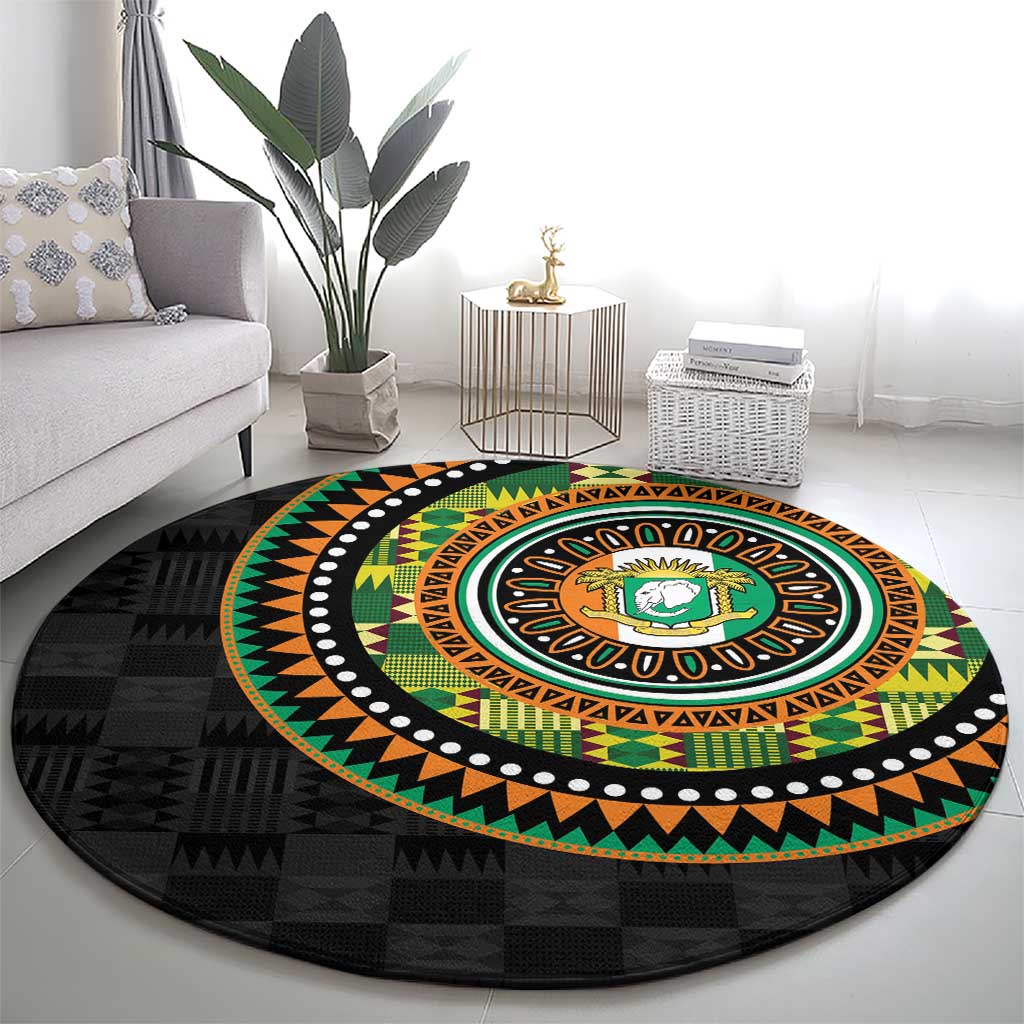 Ivory Coast Round Carpet African Tribal Pattern