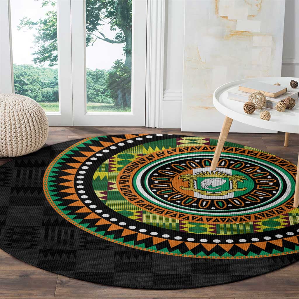 Ivory Coast Round Carpet African Tribal Pattern