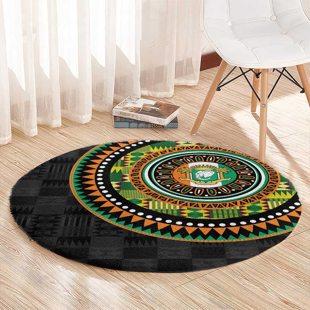 Ivory Coast Round Carpet African Tribal Pattern