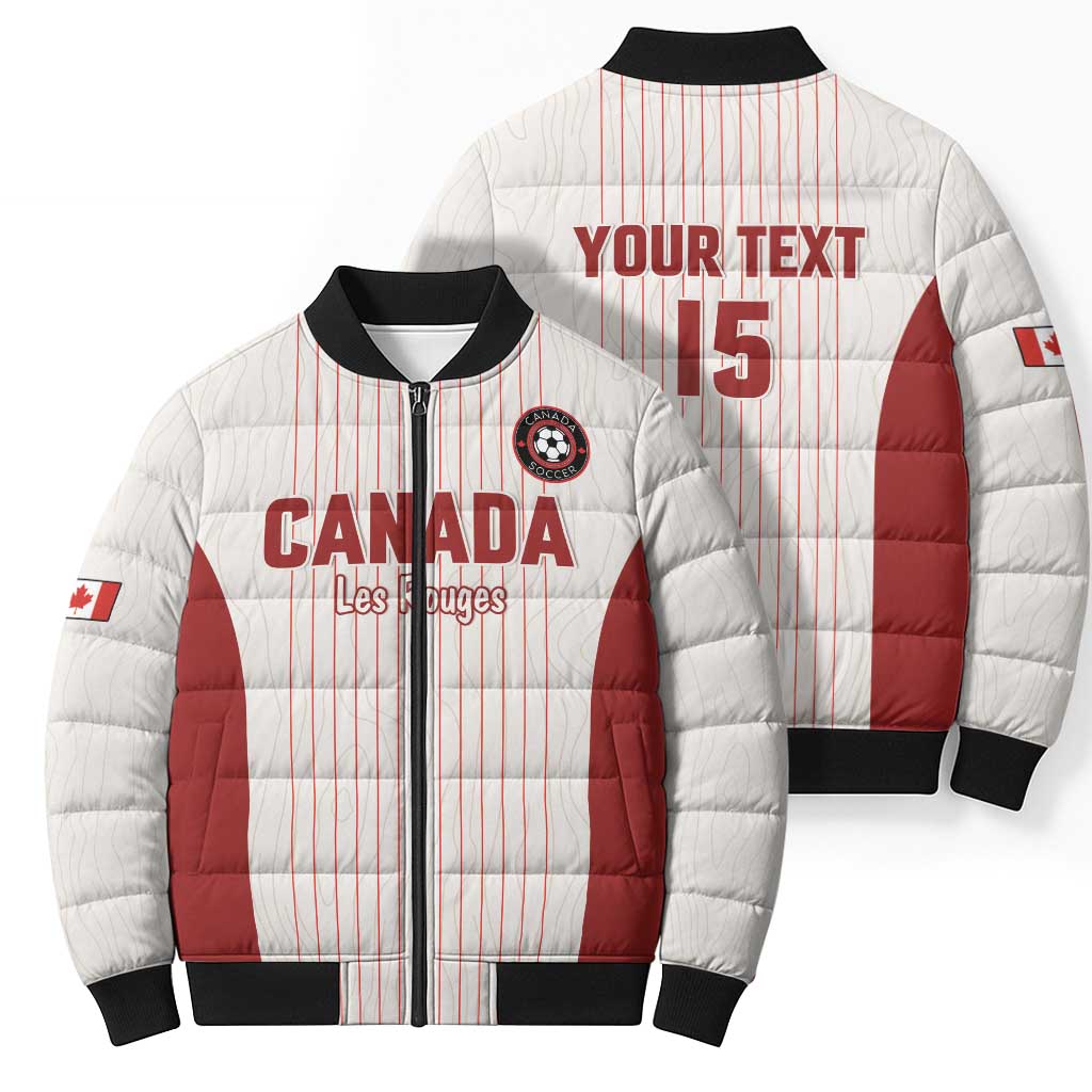 Custom Canada Soccer 2026 Bomber Puffer Jacket True North Takes the Pitch - White