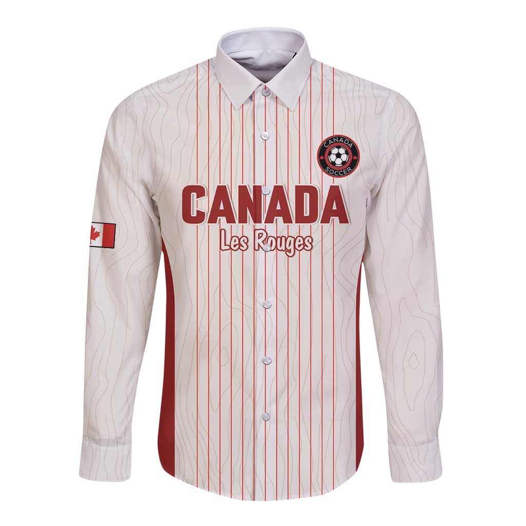 Custom Canada Soccer 2026 Long Sleeve Button Shirt True North Takes the Pitch - White