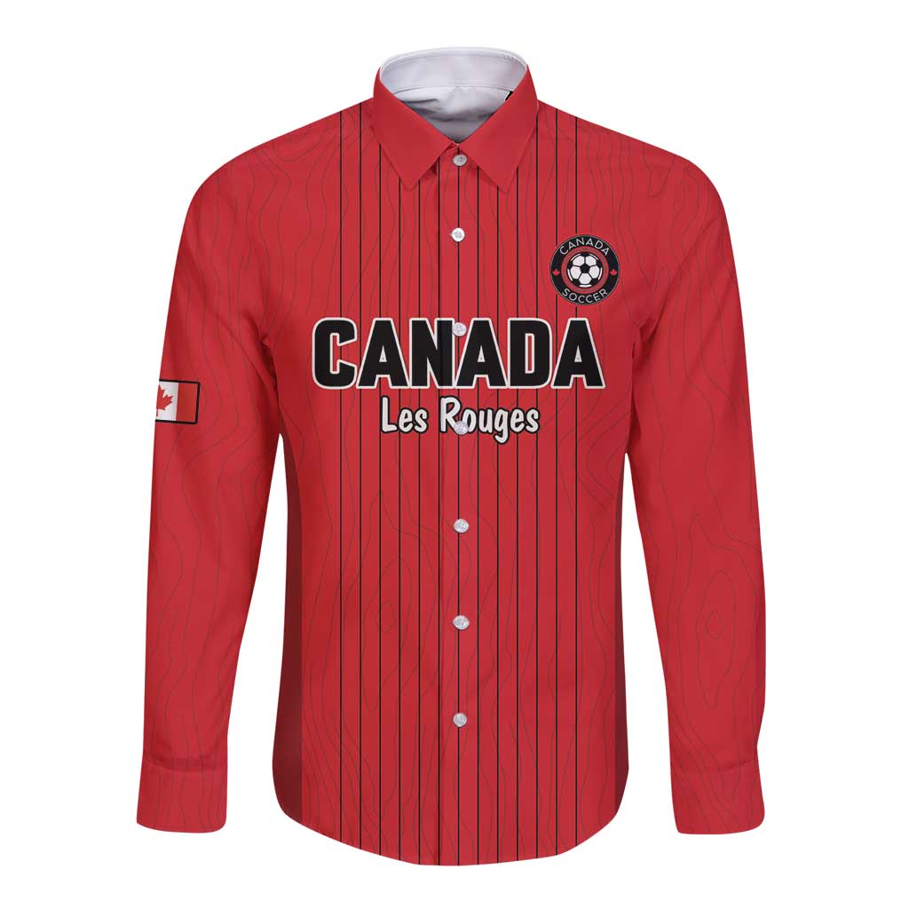Custom Canada Soccer 2026 Long Sleeve Button Shirt True North Takes the Pitch - Red