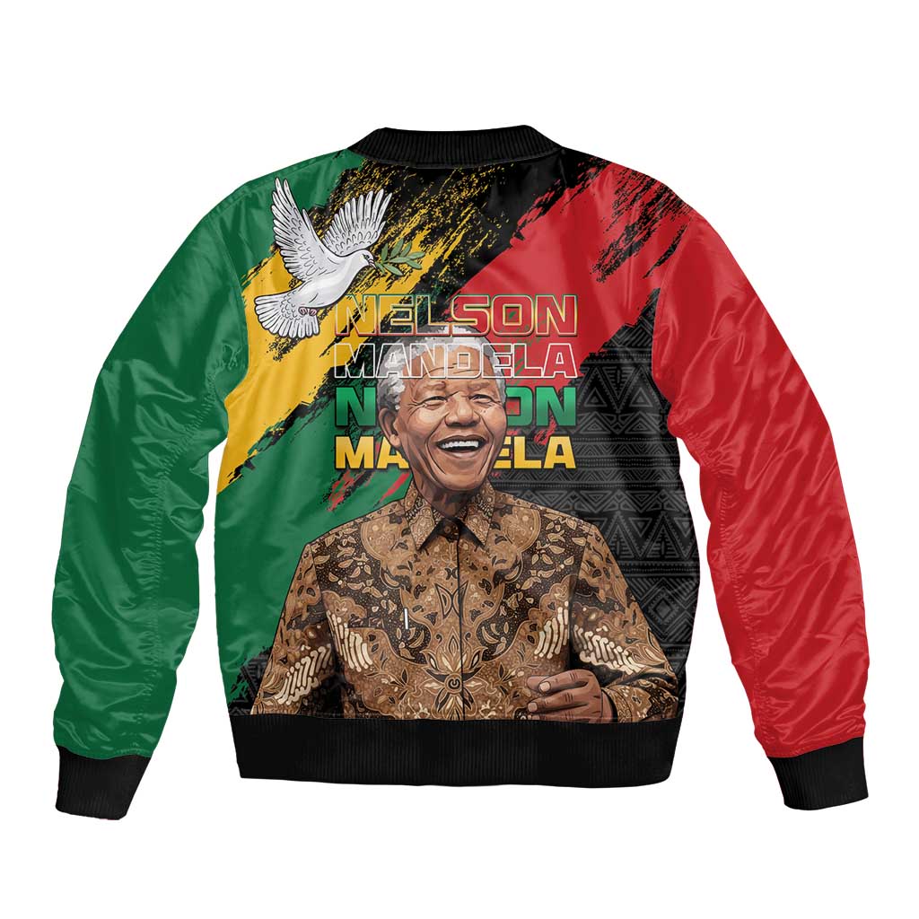 Nelson Mandela International Day Bomber Jacket African Pattern Grunge Style - Wonder Print Shop