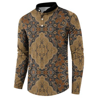 Madiba Nelson Mandela Button Sweatshirt Indonesia Batik Earthy Brown - Wonder Print Shop