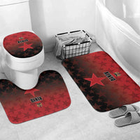 Kenya red star-pattern bathroom mats set with toilet lid cover and oval mat