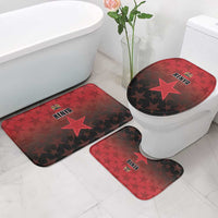 Kenya red star-pattern bathroom floor mats with toilet lid cover and seat mat