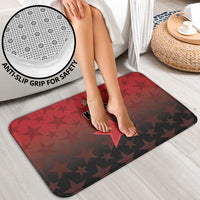 Red star-pattern bathroom mat with non-slip grip for safe stepping