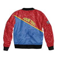 Custom DR Congo Football Sleeve Zip Bomber Jacket Allez Les Léopards - Wonder Print Shop