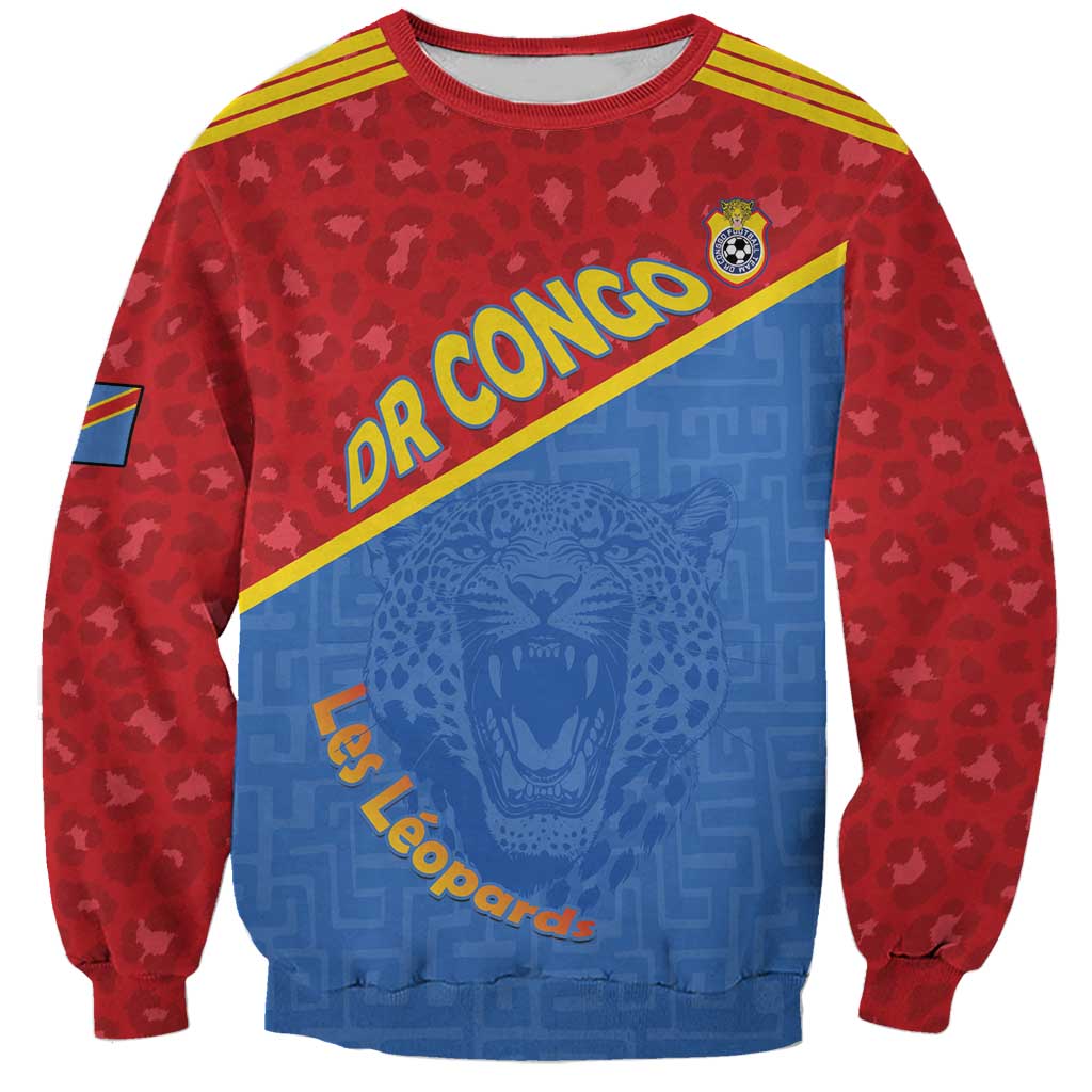 Custom DR Congo Football Sweatshirt Allez Les Léopards - Wonder Print Shop