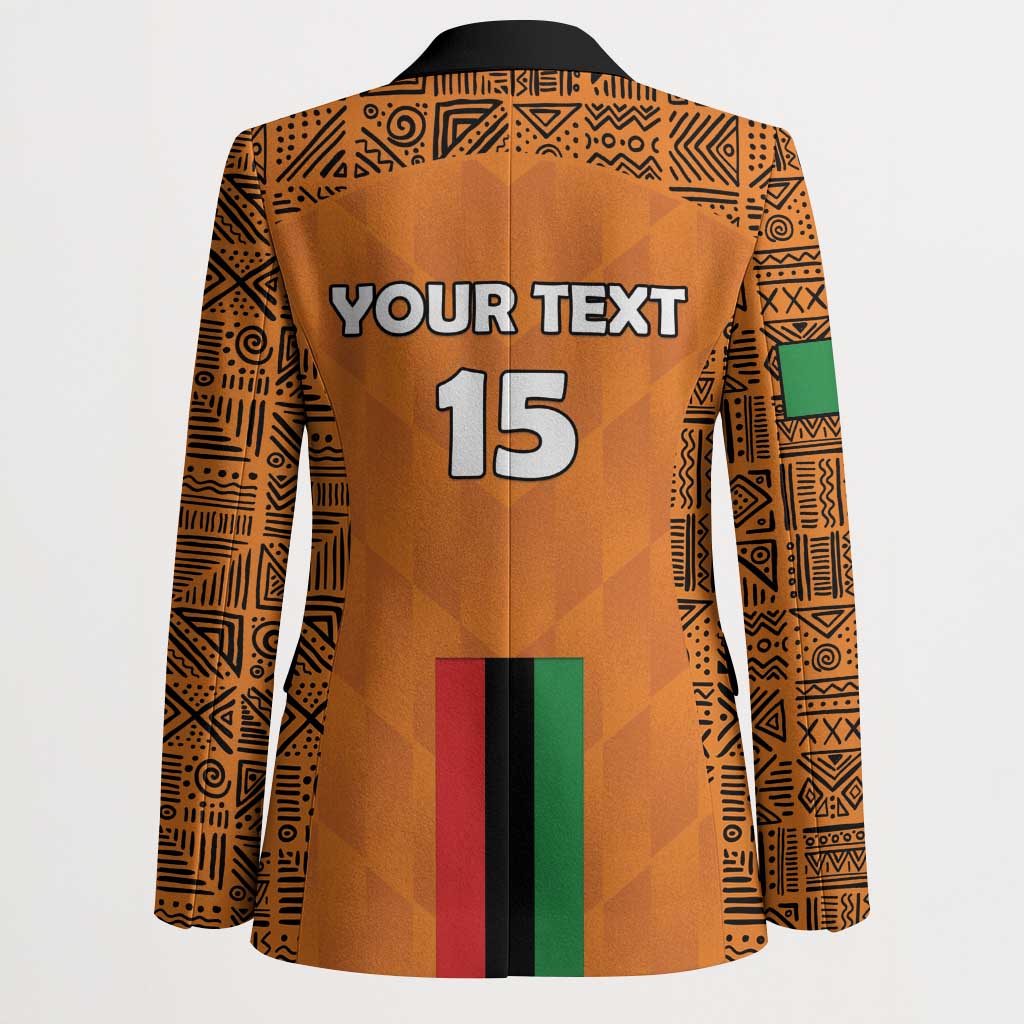 Orange football blazer back with bold 'YOUR TEXT' and large number 15 graphic