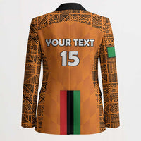 Orange football blazer back with bold 'YOUR TEXT' and large number 15 graphic