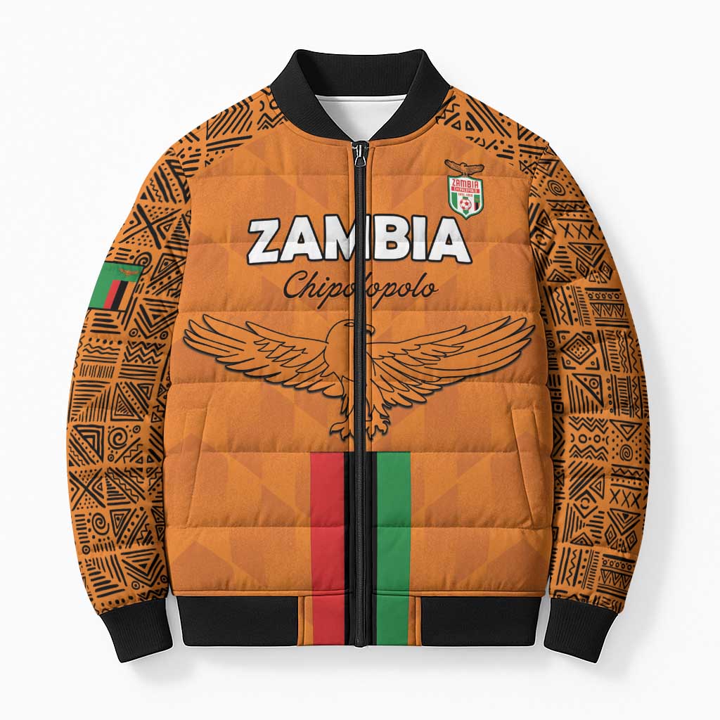 Custom Zambia Football Bomber Puffer Jacket Go Chipolopolo Go - Wonder Print Shop