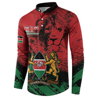 Red Kenya coat-of-arms button sweatshirt with lions crest, flag sleeve panels, and 61st logo