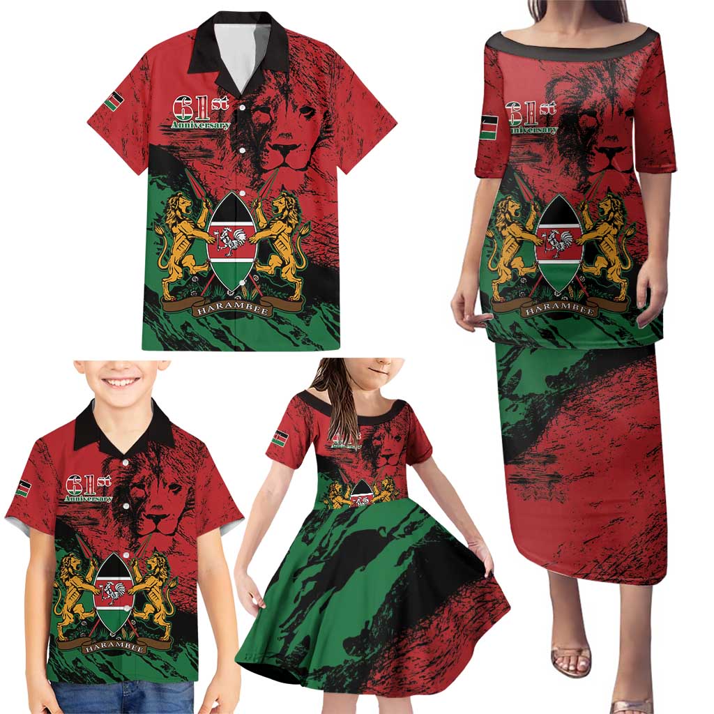 Kenya Independence Day Family Matching Puletasi and Hawaiian Shirt 61st Anniversary - Coat Of Arms - Wonder Print Shop