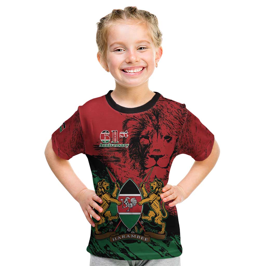 Kenya Independence Day Kid T Shirt 61st Anniversary - Coat Of Arms - Wonder Print Shop