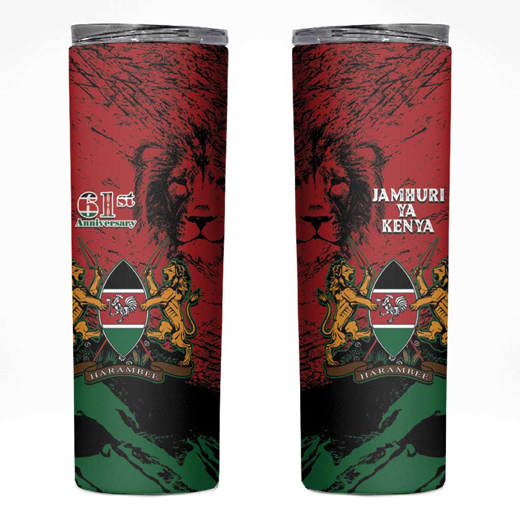 Kenya Independence Day Skinny Tumbler 61st Anniversary - Coat Of Arms - Wonder Print Shop