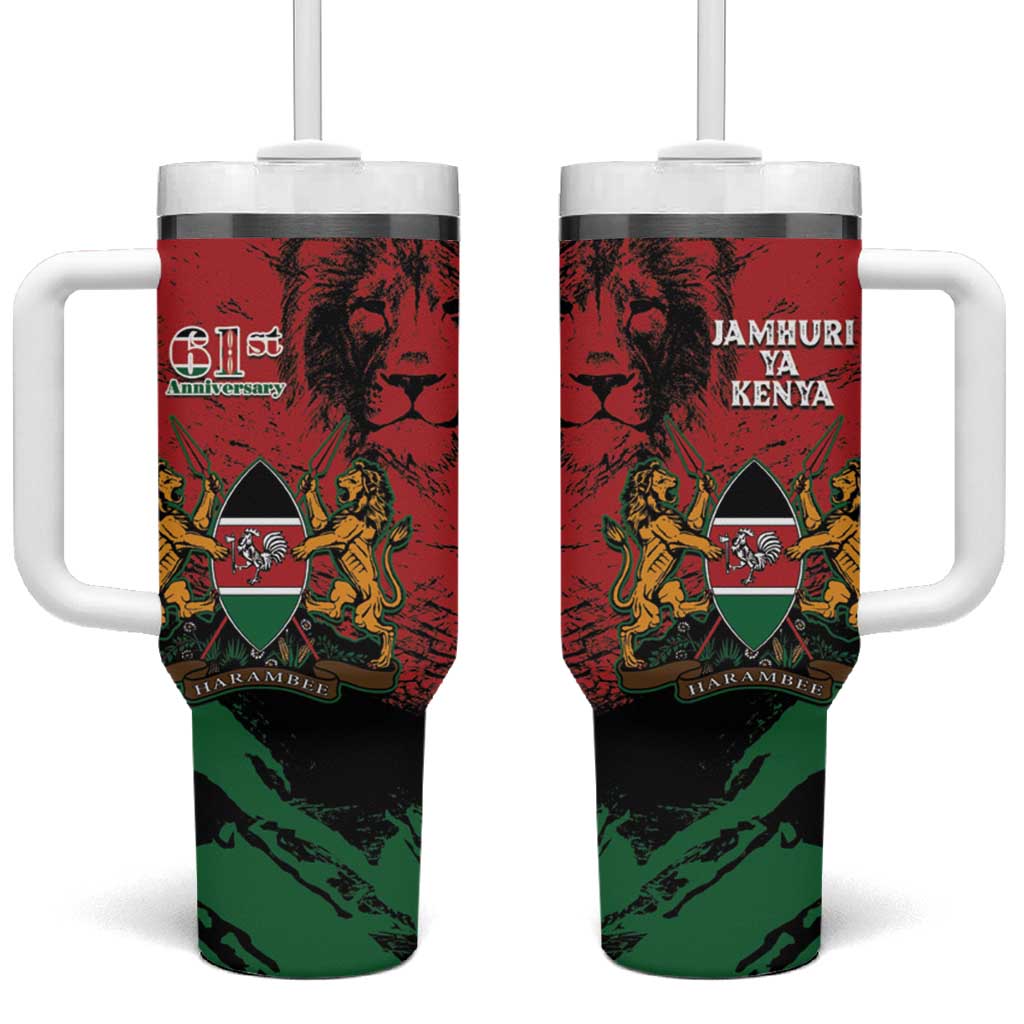 Kenya Independence Day Tumbler With Handle 61st Anniversary - Coat Of Arms - Wonder Print Shop