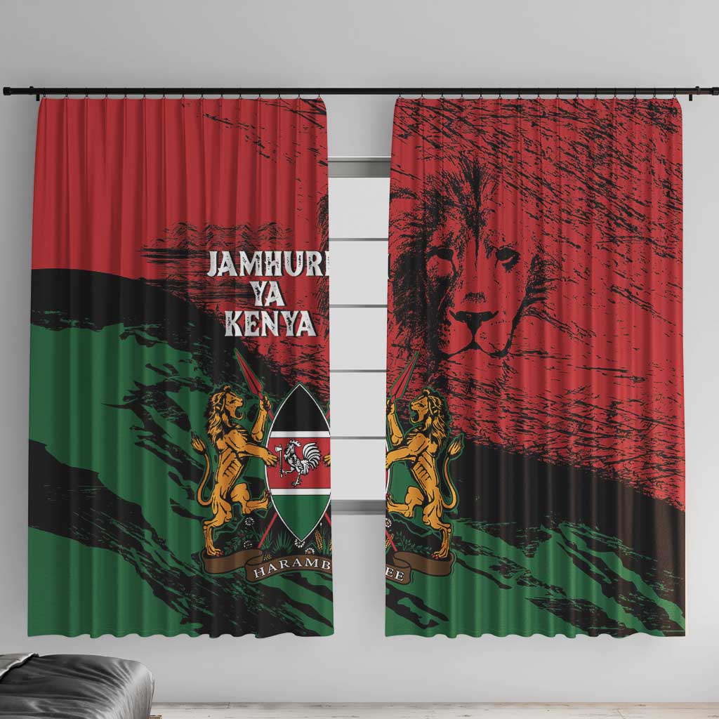 Kenya Independence Day Window Curtain 61st Anniversary - Coat Of Arms - Wonder Print Shop