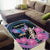 Personalised Kenya Lilac Breasted Roller Area Rug Mix Maasai Shield With Orchid Flower - Wonder Print Shop