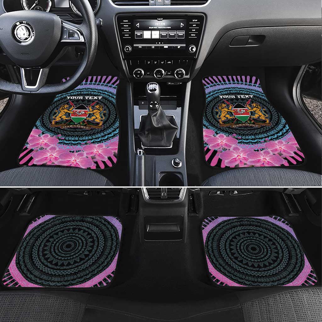 Personalised Kenya Lilac Breasted Roller Car Mats Mix Maasai Shield With Orchid Flower - Wonder Print Shop