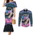 Personalised Kenya Lilac Breasted Roller Couples Matching Mermaid Dress and Long Sleeve Button Shirt Mix Maasai Shield With Orchid Flower