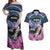 Personalised Kenya Lilac Breasted Roller Couples Matching Off Shoulder Maxi Dress and Hawaiian Shirt Mix Maasai Shield With Orchid Flower - Wonder Print Shop