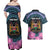 Personalised Kenya Lilac Breasted Roller Couples Matching Off Shoulder Maxi Dress and Hawaiian Shirt Mix Maasai Shield With Orchid Flower - Wonder Print Shop