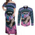 Personalised Kenya Lilac Breasted Roller Couples Matching Off Shoulder Maxi Dress and Long Sleeve Button Shirt Mix Maasai Shield With Orchid Flower - Wonder Print Shop