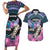 Personalised Kenya Lilac Breasted Roller Couples Matching Short Sleeve Bodycon Dress and Hawaiian Shirt Mix Maasai Shield With Orchid Flower - Wonder Print Shop