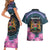 Personalised Kenya Lilac Breasted Roller Couples Matching Short Sleeve Bodycon Dress and Hawaiian Shirt Mix Maasai Shield With Orchid Flower - Wonder Print Shop