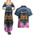 Personalised Kenya Lilac Breasted Roller Couples Matching Summer Maxi Dress and Hawaiian Shirt Mix Maasai Shield With Orchid Flower - Wonder Print Shop