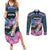 Personalised Kenya Lilac Breasted Roller Couples Matching Summer Maxi Dress and Long Sleeve Button Shirt Mix Maasai Shield With Orchid Flower - Wonder Print Shop