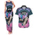 Personalised Kenya Lilac Breasted Roller Couples Matching Tank Maxi Dress and Hawaiian Shirt Mix Maasai Shield With Orchid Flower - Wonder Print Shop