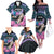 Personalised Kenya Lilac Breasted Roller Family Matching Off The Shoulder Long Sleeve Dress and Hawaiian Shirt Mix Maasai Shield With Orchid Flower - Wonder Print Shop