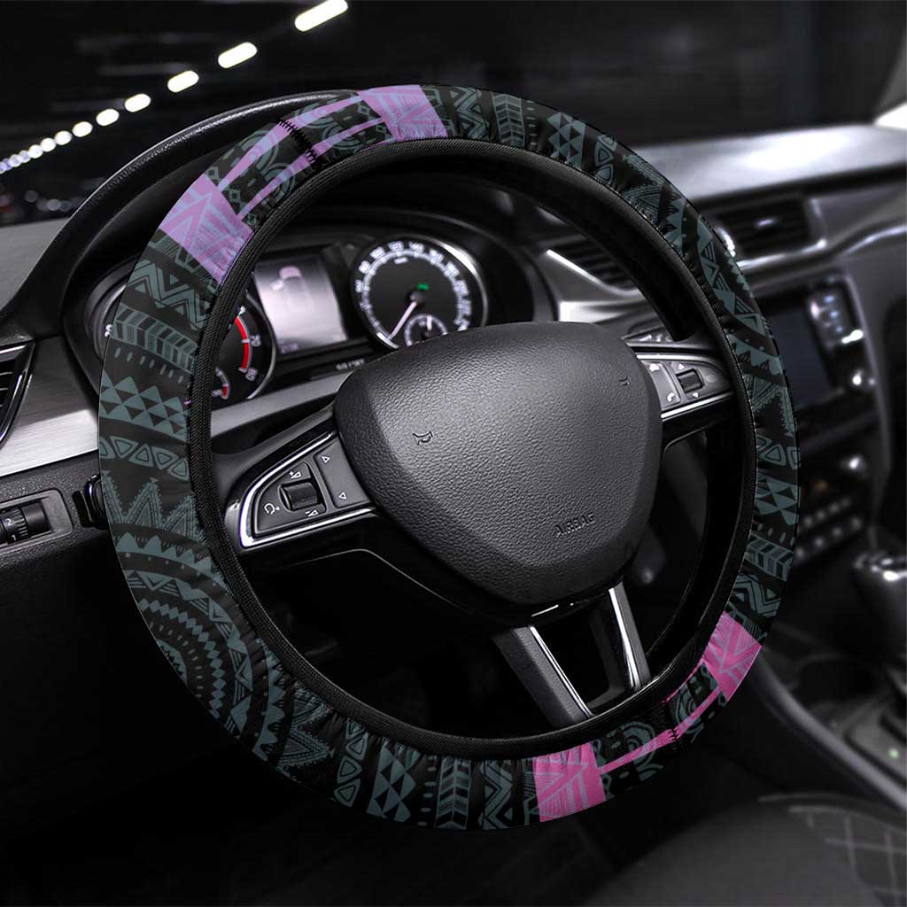 Kenya Lilac Breasted Roller Steering Wheel Cover Mix Maasai Shield With Orchid Flower - Wonder Print Shop