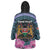 Personalised Kenya Lilac Breasted Roller Wearable Blanket Hoodie Mix Maasai Shield With Orchid Flower - Wonder Print Shop