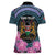 Personalised Kenya Lilac Breasted Roller Women Polo Shirt Mix Maasai Shield With Orchid Flower - Wonder Print Shop